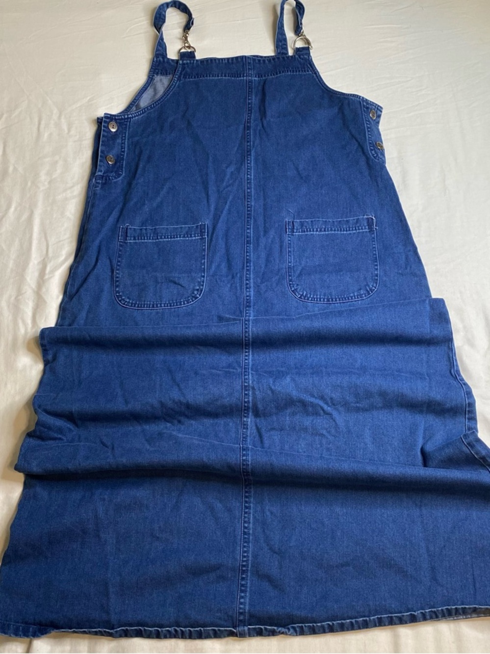 Denim Maxi Overall Dress Size L Oversized Pinafore Blue - Picture 4 of 8
